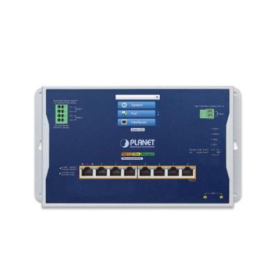 Planet WGS-5225-8UP2SV plochý L3 switch, 8x1Gb, 2x2.5Gb SFP, PoE 95/720W, 48-54VDC, -20~70°C, IP30, fanless, touch LCD