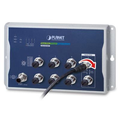 Planet WGS-5225-8MT plochý L3 switch, 8x1Gb M12, 9-48VDC, -40~75°C, IP40, fanless