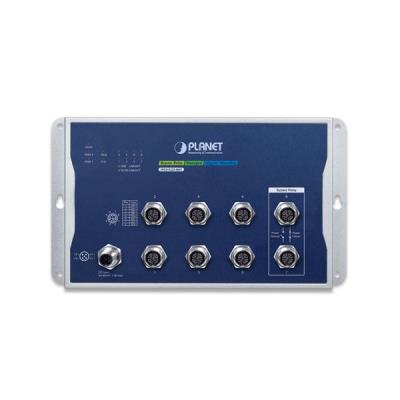 Planet WGS-5225-8MT plochý L3 switch, 8x1Gb M12, 9-48VDC, -40~75°C, IP40, fanless