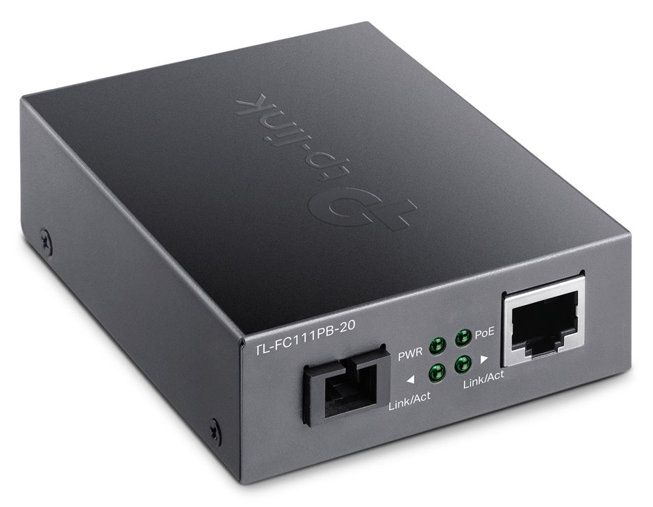 TP-Link TL-FC111PB-20 SC WDM Bi-Directional Fiber Konvertor 10/100 Mbps RJ45 to 100 Mbps Single-mode / 1-Port PoE