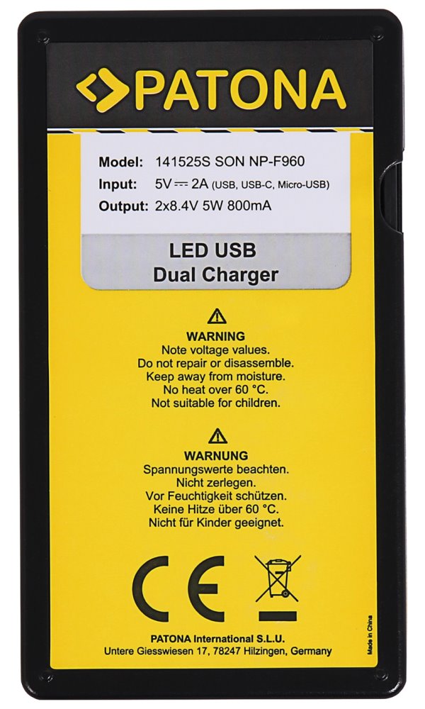 PATONA nabíječka Foto Dual Sony NP-F970/F960/F950, USB
