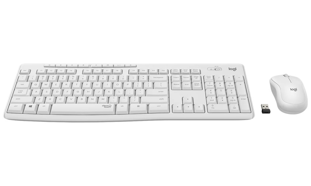 Logitech set MK295/ Bezdrátová klávesnice + myš/ 2.4GHz/ USB přijímač/ US/ bílý