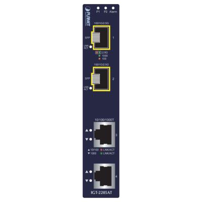 Planet IGT-2205AT, konvertor 2x1Gb, 2xSFP 100/1G/2.5G, -40až+75C, ESD, Backup Link, IP30, 24VAC/12-48VDC