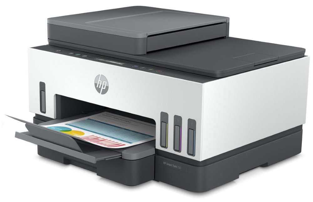 HP Smart Tank 750/ color/ A4/ PSC/ 15/9ppm/ 4800x1200dpi/ AirPrint/ HP Smart Print/ Cloud Print/ ePrint/ USB/ WiFi/ BT/
