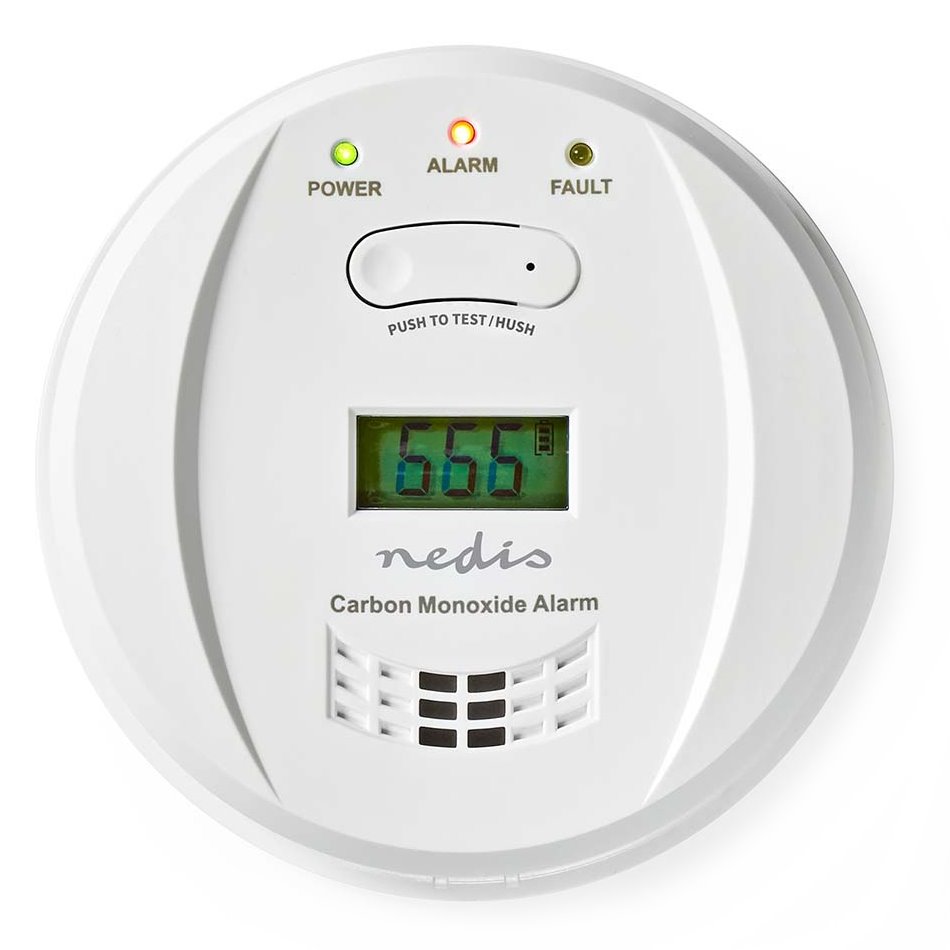 NEDIS detektor oxidu uhelnatého/ EN 50291/ hlasitost 85 dB/ 2x AA/ životnost až 5 let/ bílý