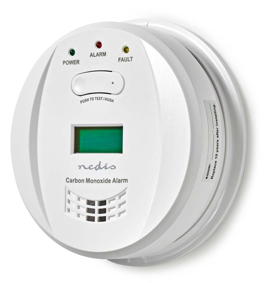 NEDIS detektor oxidu uhelnatého/ EN 50291/ hlasitost 85 dB/ 2x AA/ životnost až 5 let/ bílý