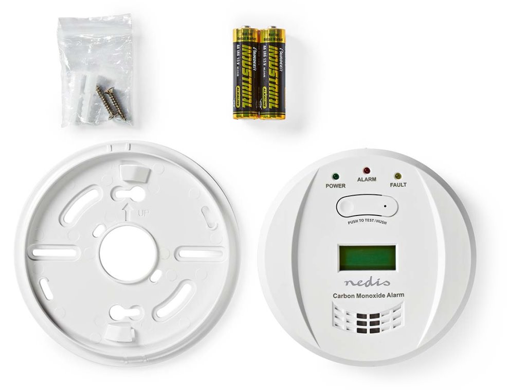 NEDIS detektor oxidu uhelnatého/ EN 50291/ hlasitost 85 dB/ 2x AA/ životnost až 5 let/ bílý