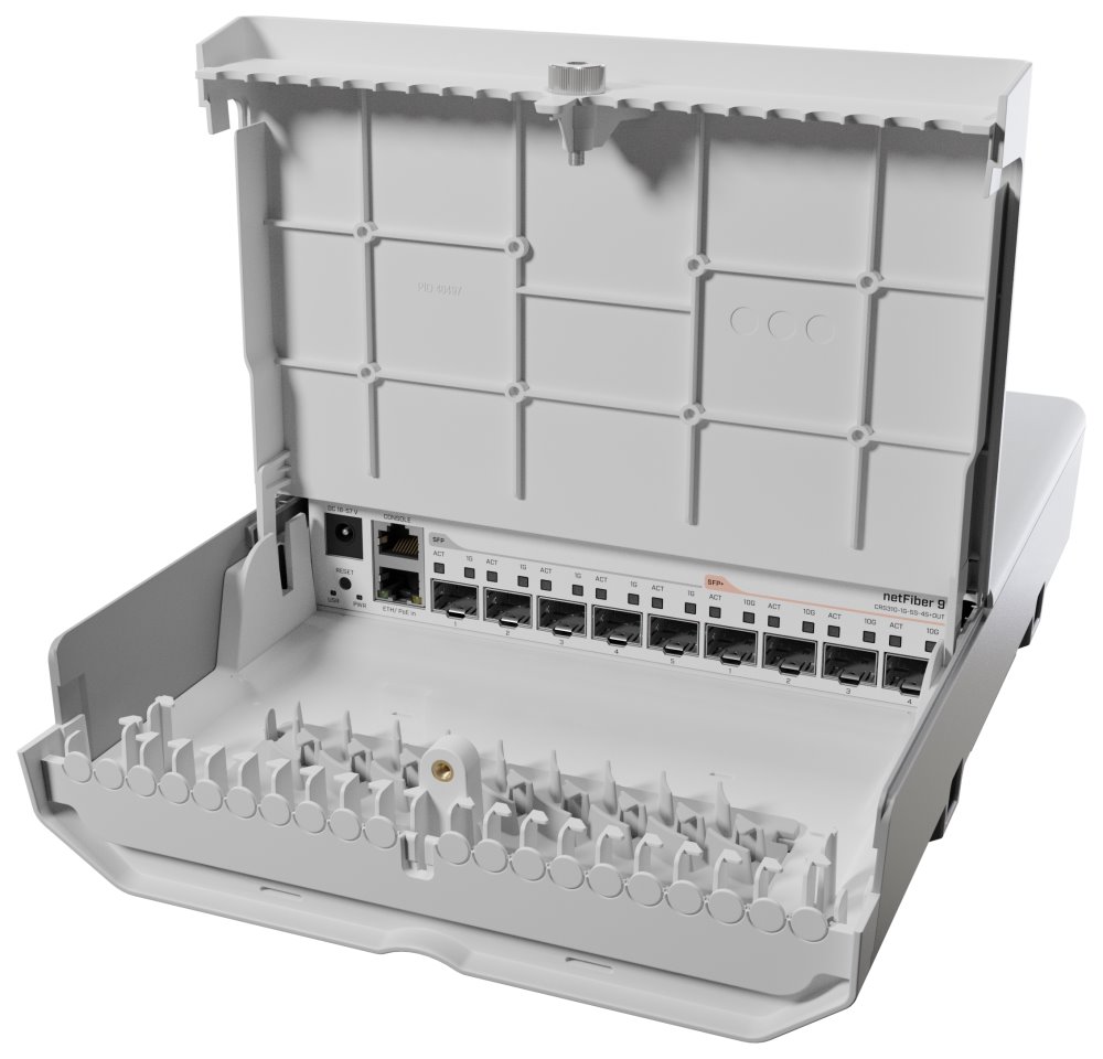 MikroTik netFiber 9, 4x SFP+, 5x SFP, 1x GbE PoE in, L5