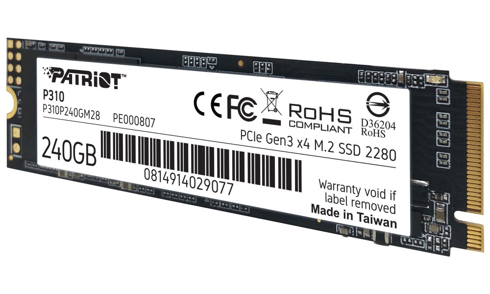 PATRIOT P310 240GB SSD / Interní / M.2 PCIe Gen3 x4 NVMe 1.3 / 2280