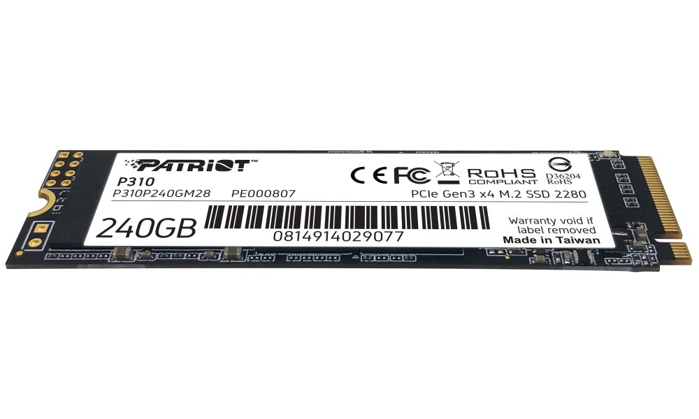 PATRIOT P310 240GB SSD / Interní / M.2 PCIe Gen3 x4 NVMe 1.3 / 2280