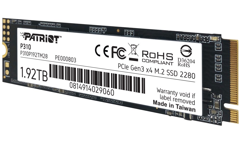 PATRIOT P310 1,92TB SSD / Interní / M.2 PCIe Gen3 x4 NVMe 1.3 / 2280