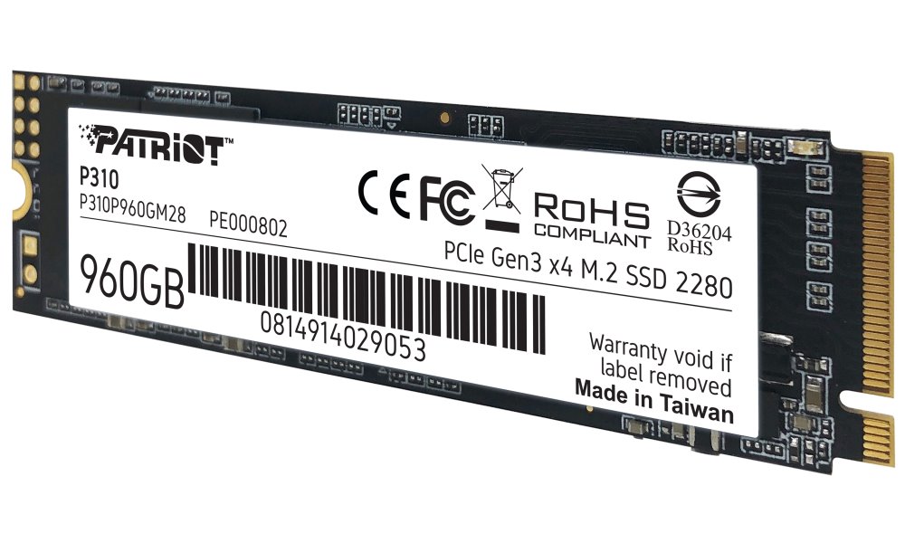 PATRIOT P310 960GB SSD / Interní / M.2 PCIe Gen3 x4 NVMe 1.3 / 2280