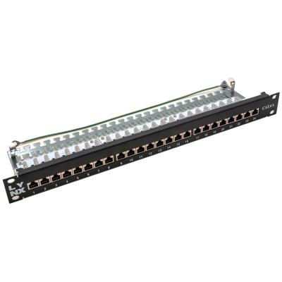 LYNX Patch panel 19", 24 portů, Cat6a, stíněný, černý