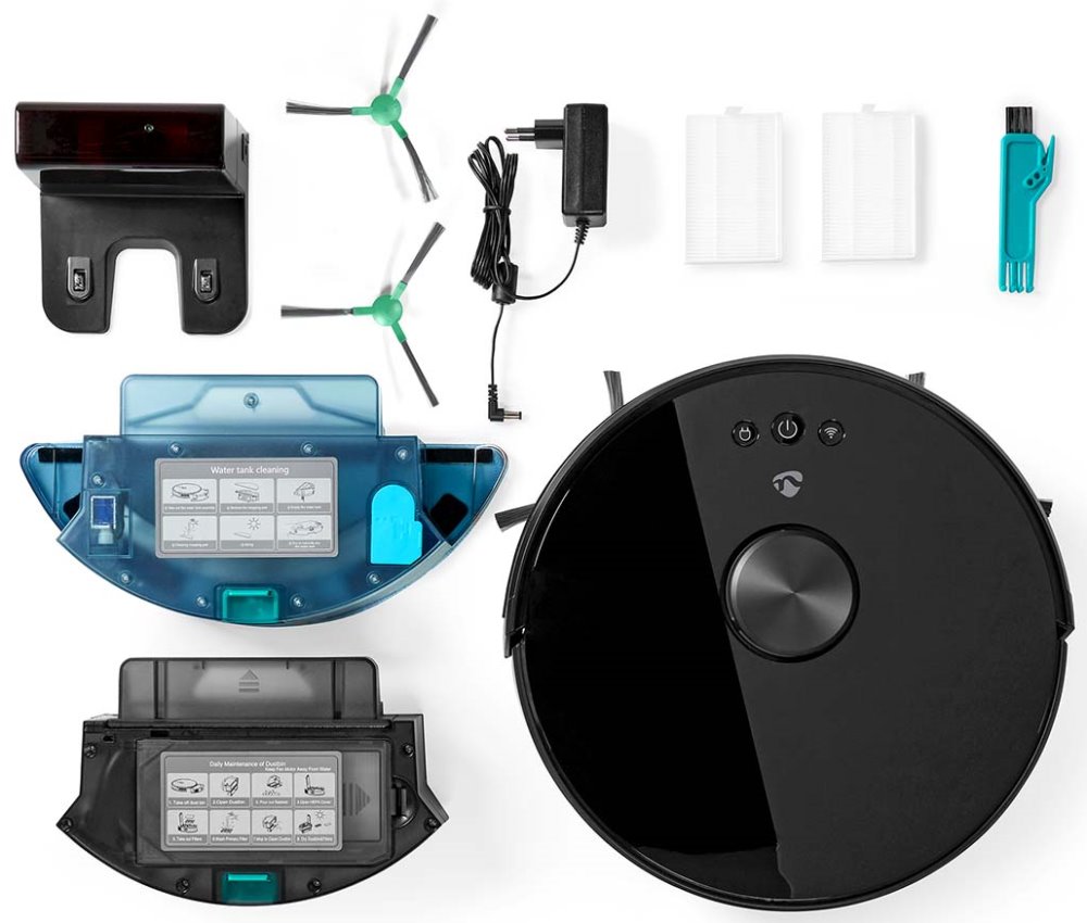 NEDIS robotický vysavač/ laserová navigace/ Wi-Fi/ kapacita sběrné nádrže 0,6 l/ provozní doba 120 min/ Android/ iOS