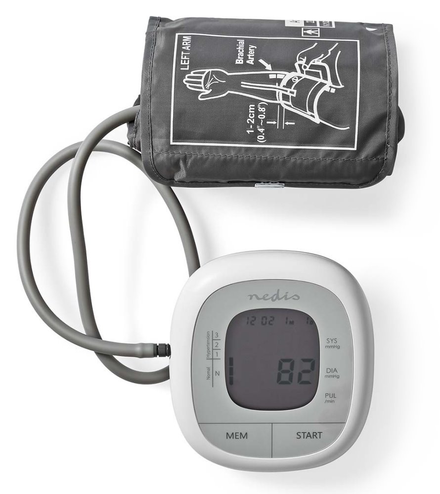NEDIS tlakoměr na paži/ LCD dsplej/ bílý