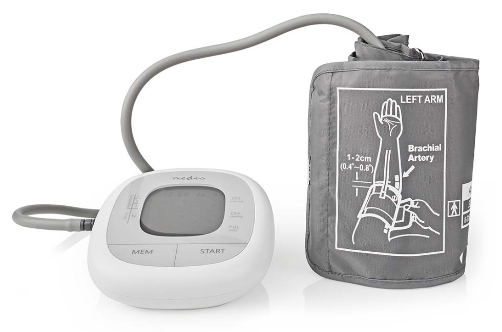 NEDIS tlakoměr na paži/ LCD dsplej/ bílý