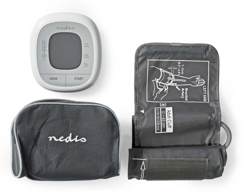 NEDIS tlakoměr na paži/ LCD dsplej/ bílý