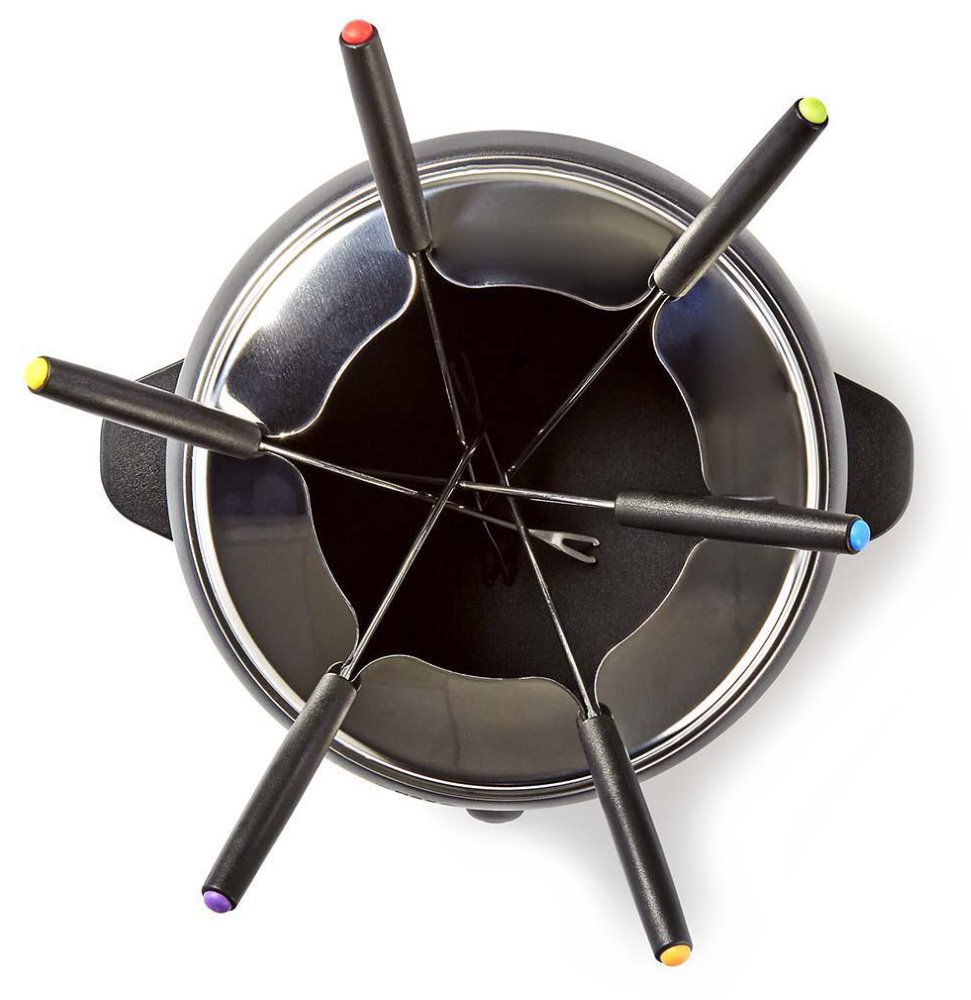 NEDIS sada na fondue/ pro 6 osob/ objem 2,3 l/ spotřeba 800 W/ chladná rukojeť/ protiskluzové dno/ ochrana proti přehřát