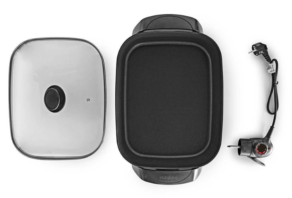 NEDIS elektrická pánev na smažení/ průměr 40 cm/ silné tělo z litého hliníku/ černá