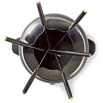 NEDIS sada na fondue/ pro 6 osob/ objem 2,3 l/ spotřeba 800 W/ chladná rukojeť/ protiskluzové dno/ ochrana proti přehřát