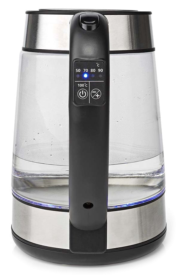 NEDIS rychlovarná konvice KAWK320EGS/ objem 1,7 l/ otáčení o 360°/ spotřeba 2200 W/ sklo/ transparentní