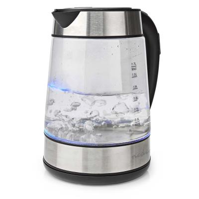 NEDIS rychlovarná konvice KAWK320EGS/ objem 1,7 l/ otáčení o 360°/ spotřeba 2200 W/ sklo/ transparentní