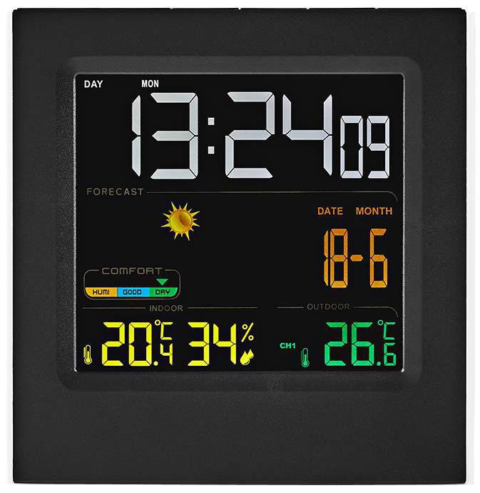 NEDIS meteostanice WEST404B/ vnitřní a venkovní/ digitální/ bezdrátový senzoru počasí/ předpověď počasí/ čas/ LED/ budík