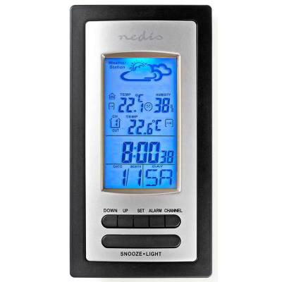 NEDIS meteostanice WEST201G/ vnitřní a venkovní/ digitální/ bezdrátový senzoru počasí/ předpověď počasí/ čas/ LCD/ budík