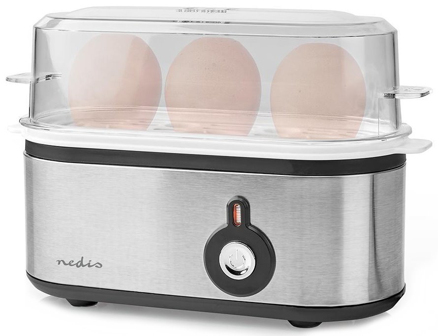 NEDIS vařič vajec/ pro 3 vejce/ odměrka/ hliník/ černý