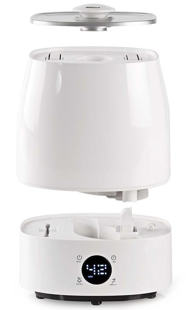 NEDIS zvlhčovač vzduchu/ spotřeba 110 W/ s chladnou a teplou mlhou/ objem 5,5 l/ vlhkoměr/ časovač/ až do: 50 m2/ bílo-š