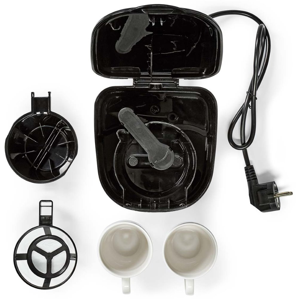 NEDIS kávovar/ na dva šálky/ kapacita 0,25 l/ automatické vypnutí/ černý