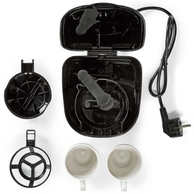 NEDIS kávovar/ na dva šálky/ kapacita 0,25 l/ automatické vypnutí/ černý