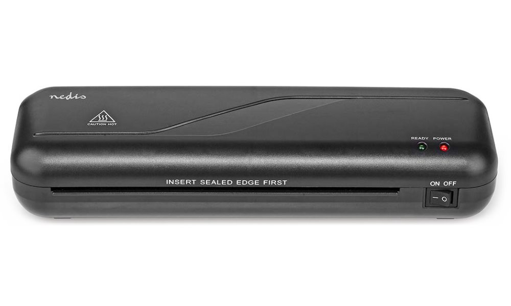NEDIS laminátor/ formát A4/ laminovací šířka 230 mm/ fólie 125 mic/ automatické vypnutí/ teplý proces/ černý