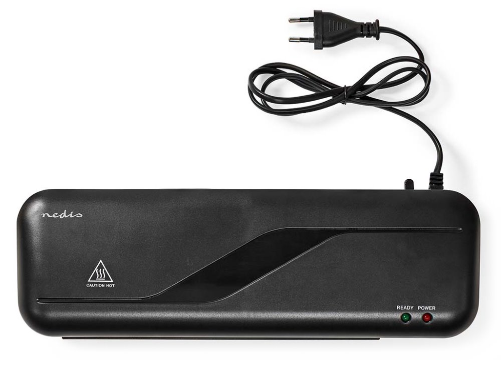 NEDIS laminátor/ formát A4/ laminovací šířka 230 mm/ fólie 125 mic/ automatické vypnutí/ teplý proces/ černý