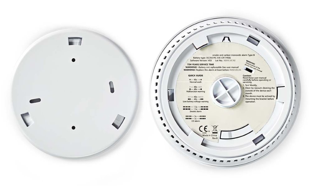 NEDIS detektor oxidu uhelnatého/ EN 14604 / EN 50291/ hlasitost 85 dB/ napájení z baterie/ životnost 10 let/ bílý