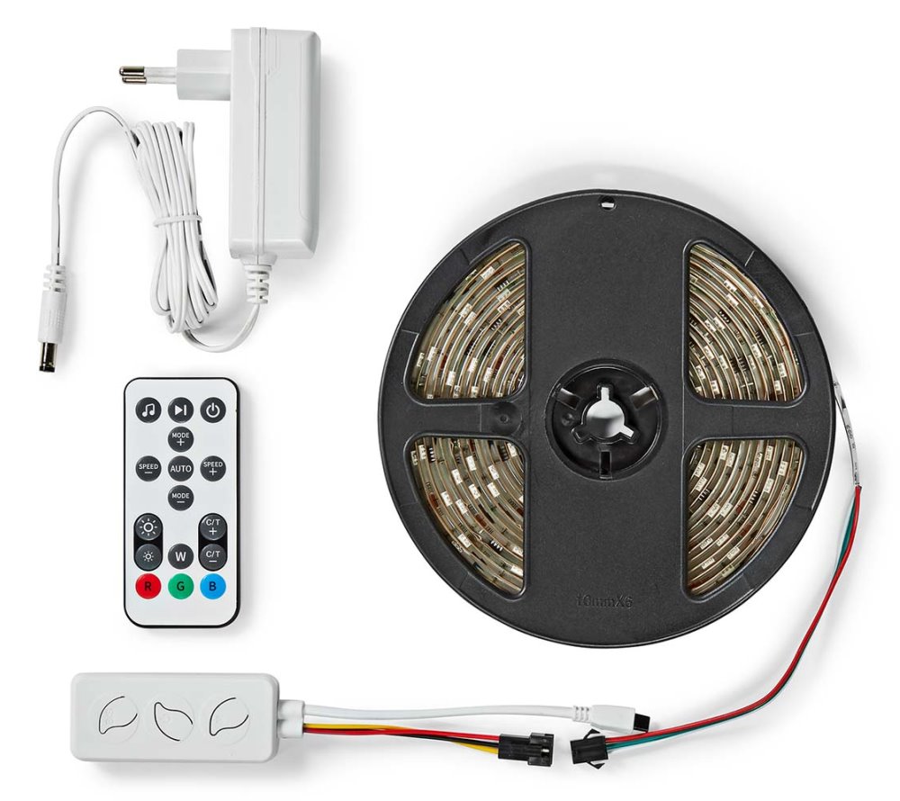 NEDIS Wi-Fi chytrý LED pásek/ 24W/ 230V/ IP65/ 700lm/ RGB/ Nedis® SmartLife/ 5m