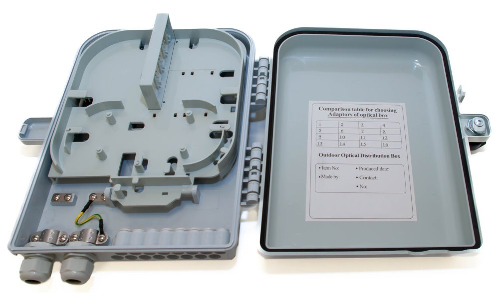 XtendLan plastový rozvaděč pro 16 odboček, 2 kabelové porty, vodotěsný, cívka