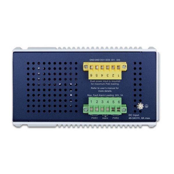 Planet IGS-6329-8UP2S4X průmyslový L3 switch, 8x1Gb, 2x2.5Gb SFP, 2x10Gb SFP+, PoE 802.3bt 360W, 48-54VDC, -40~75°C