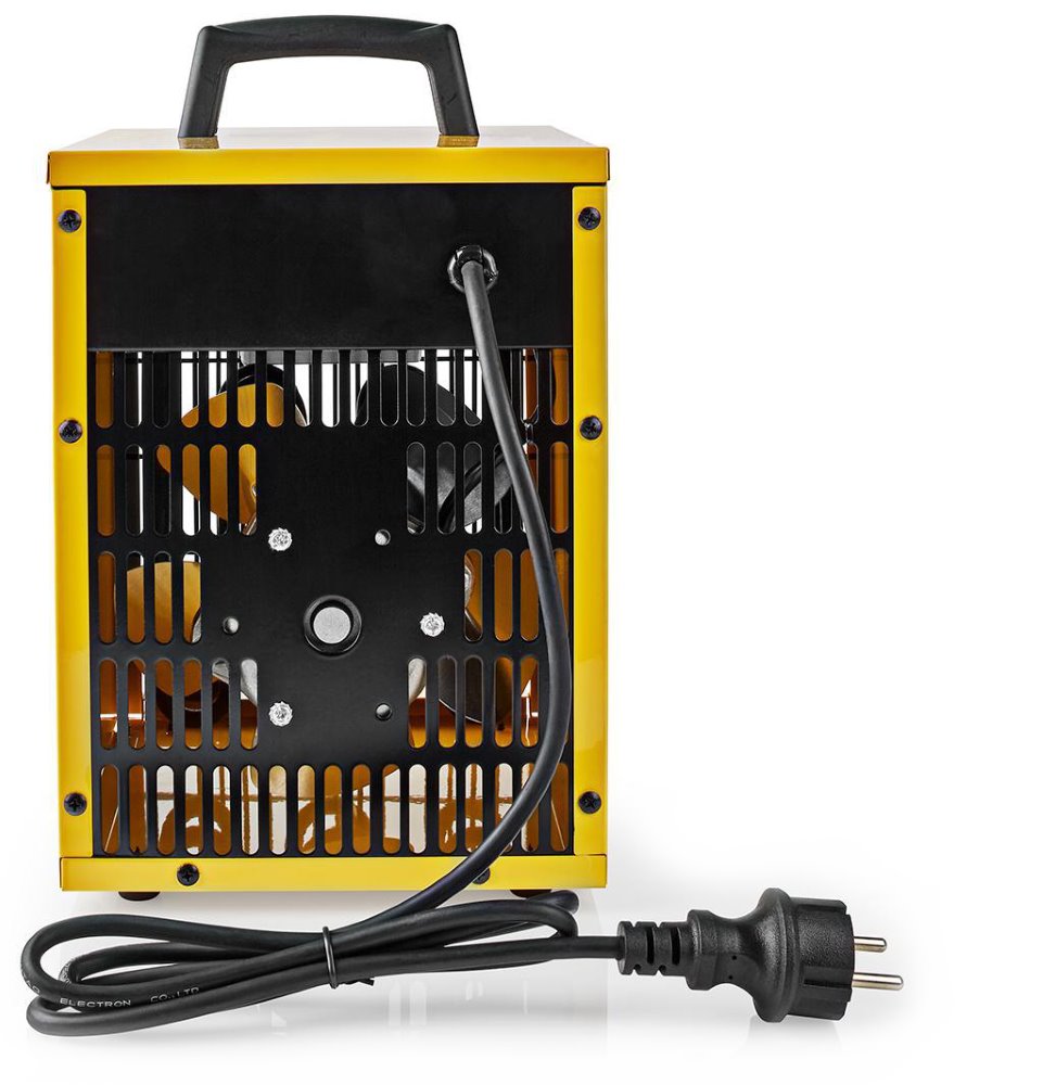 NEDIS průmyslový horkovzdušný ventilátor/ termostat/ spotřeba 2000 W/ 2 nastavení teploty/ IP24/ integ. úchyty/ žlutý