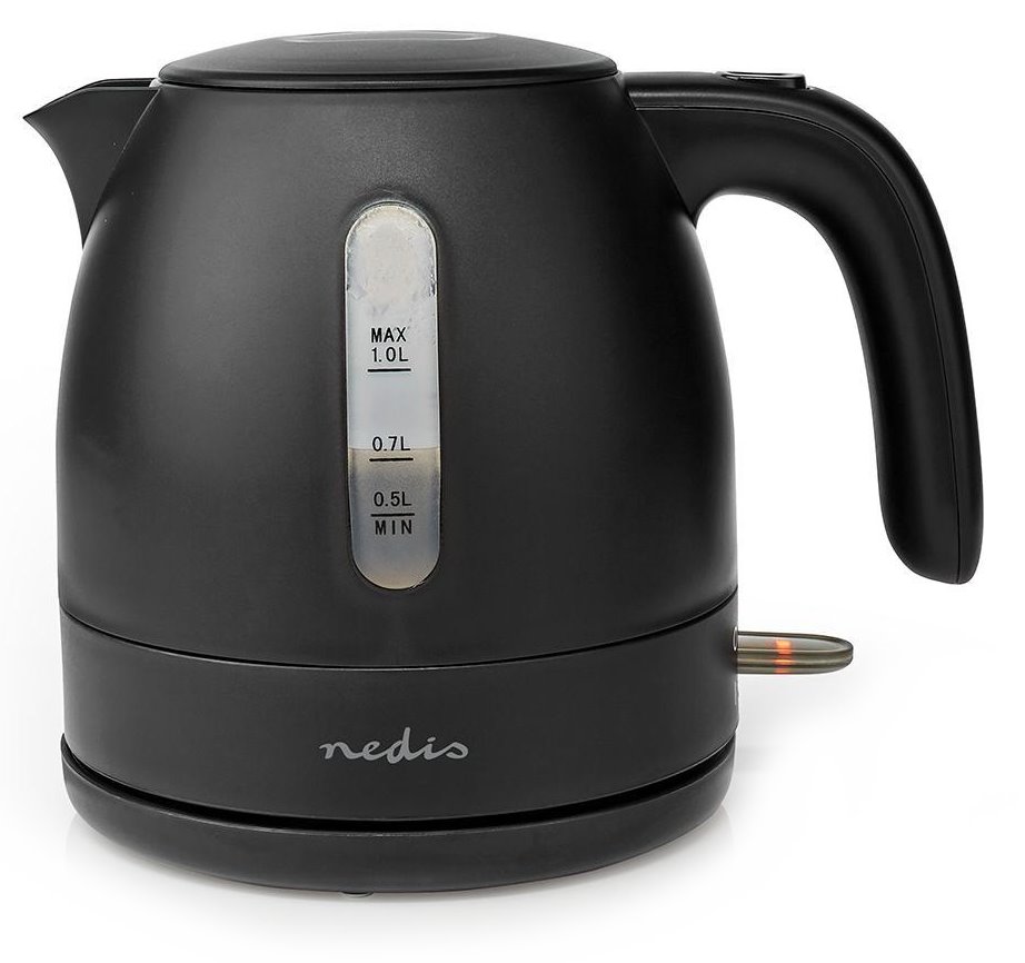 NEDIS rychlovarná konvice KAWK300EBK/ objem 1 l/ otáčení o 360°/ skryté topné těleso/ spotřeba 2150 W/ plast/ černá