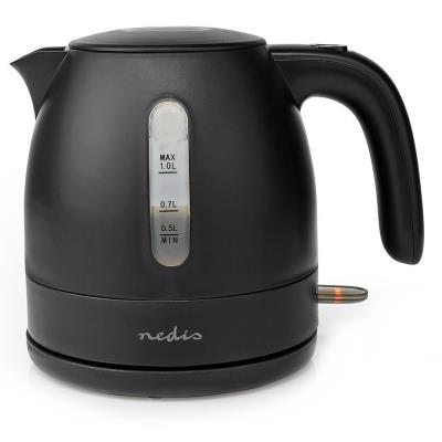 NEDIS rychlovarná konvice KAWK300EBK/ objem 1 l/ otáčení o 360°/ skryté topné těleso/ spotřeba 2150 W/ plast/ černá
