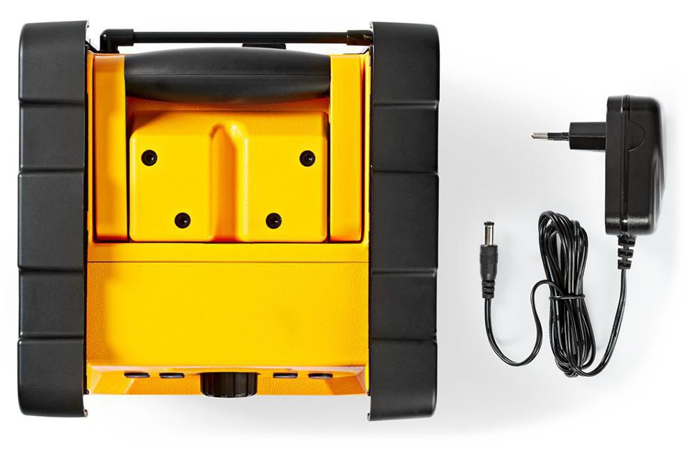 NEDIS digitální rádio/ stolní provedení/ výkon 15W/ FM/ Bluetooth/ IPX5/ napájení z baterie/síťové napájení/ černo-žluté