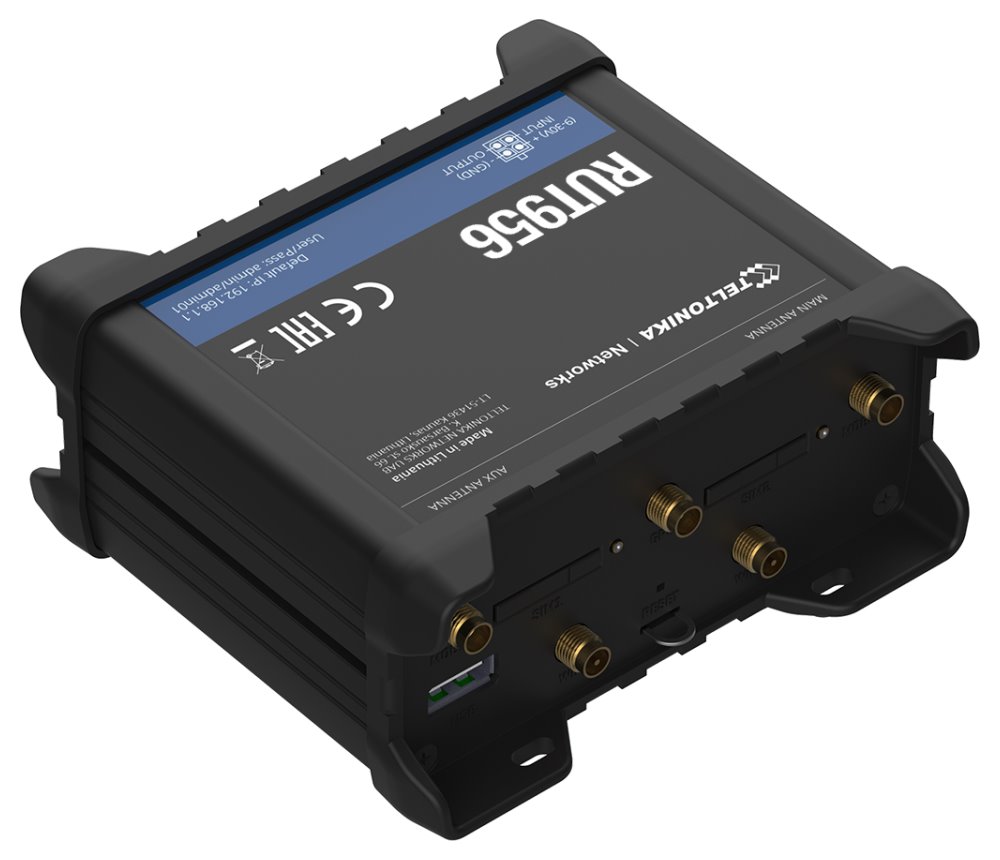 Teltonika LTE Wi-Fi Router RUT956, 2,4 GHz, 802.11b/g/n, 2/3/4G, LTE, GPS, 4x DI/DO