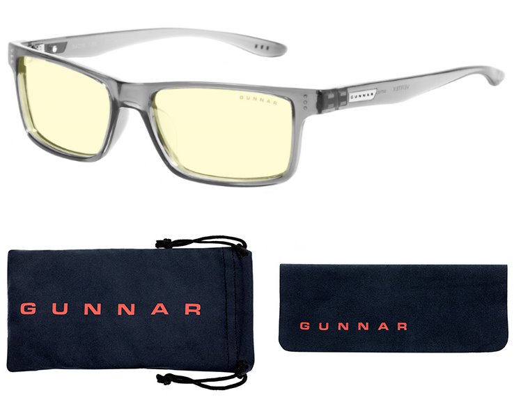 GUNNAR kancelářske/herní dioptrické brýle VERTEX READER GRAY CRYSTAL * jantárová skla * BLF 65 * dioptrie +1,5