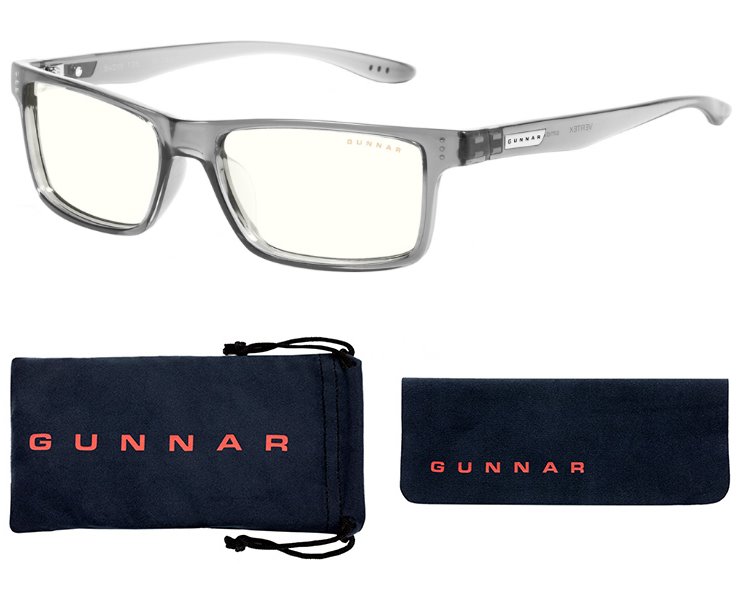 GUNNAR kancelářske/herní dioptrické brýle VERTEX READER GRAY CRYSTAL * čírá skla * BLF 35 * dioptrie +1