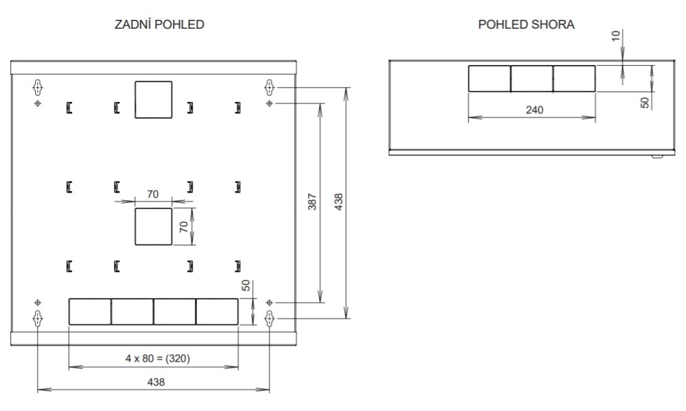 Solarix rozvaděč LC-18 LITE s lištami 3U a 4U, 540x540x180mm, šedý RAL7035
