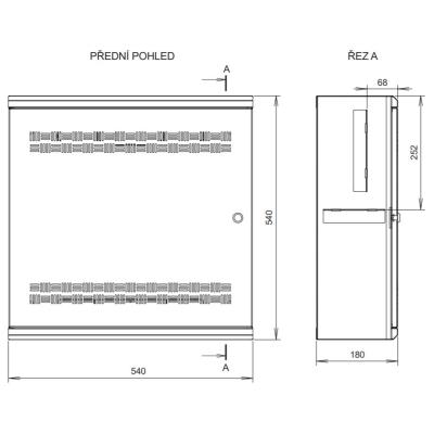 Solarix rozvaděč LC-18 LITE s lištami 3U a 4U, 540x540x180mm, šedý RAL7035