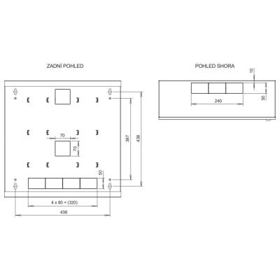 Solarix rozvaděč LC-18 LITE s lištami 3U a 4U, 540x540x180mm, šedý RAL7035