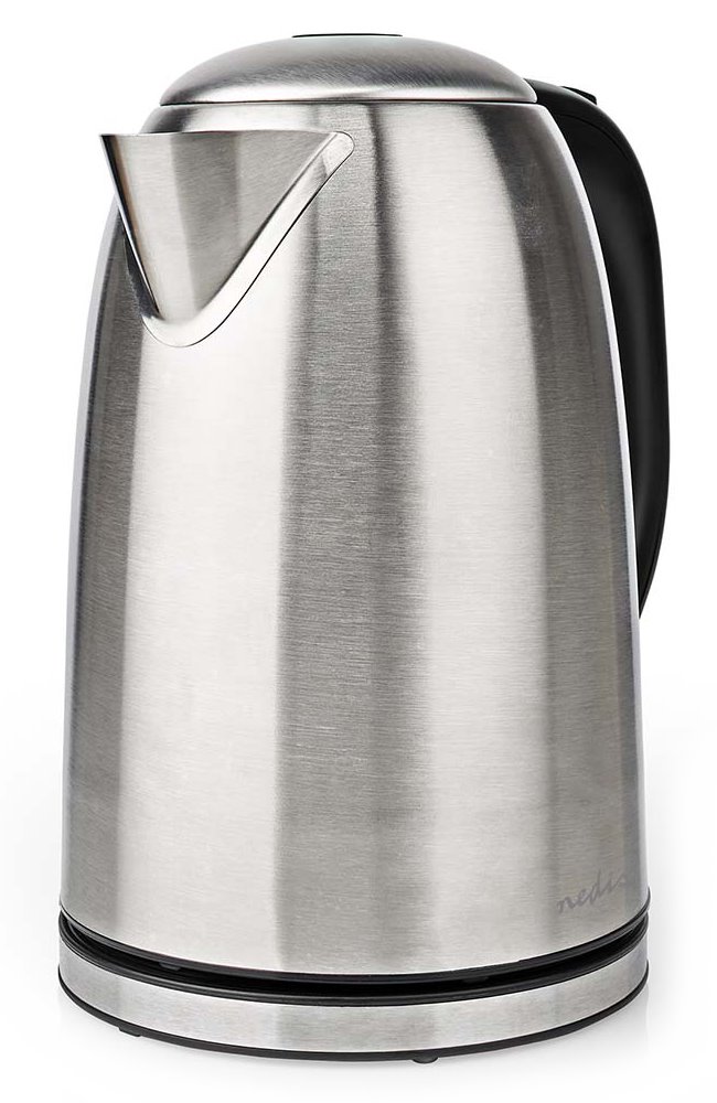 NEDIS rychlovarná konvice KAWK350EAL/ objem 1,7 l/ otáčení o 360°/ nerezová ocel/ spotřeba 2200 W/ černo-stříbrná