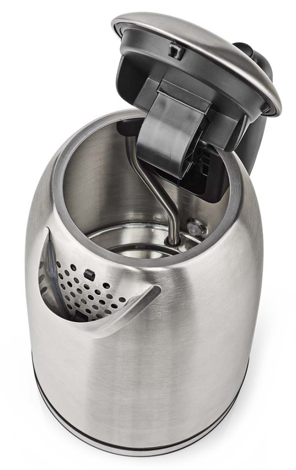 NEDIS rychlovarná konvice KAWK350EAL/ objem 1,7 l/ otáčení o 360°/ nerezová ocel/ spotřeba 2200 W/ černo-stříbrná